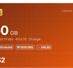 eSIM Europa 50GB — Date + Apeluri + SMS